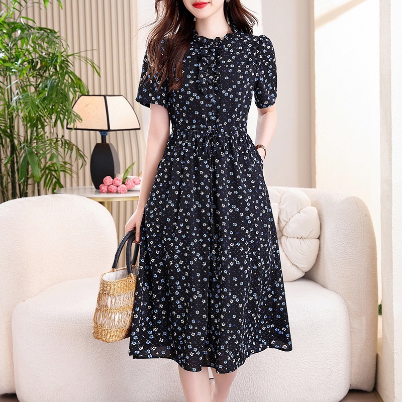 Vestido Midi Vintage Azul Mari - French Vintage Floral Midi Dress avaliação e preço